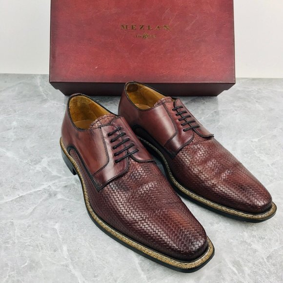 Mezlan Tilman Custom 5868 Burgundy Burnished Embossed Calfskin Dress Shoes US 9M main image 6